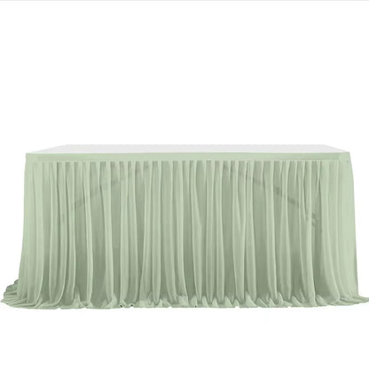 6/9FT Party Table Skirt Birthday Pleated Dessert Tablecloth Cover Wedding Festive Table Skirting Baby Shower Home Table Decor