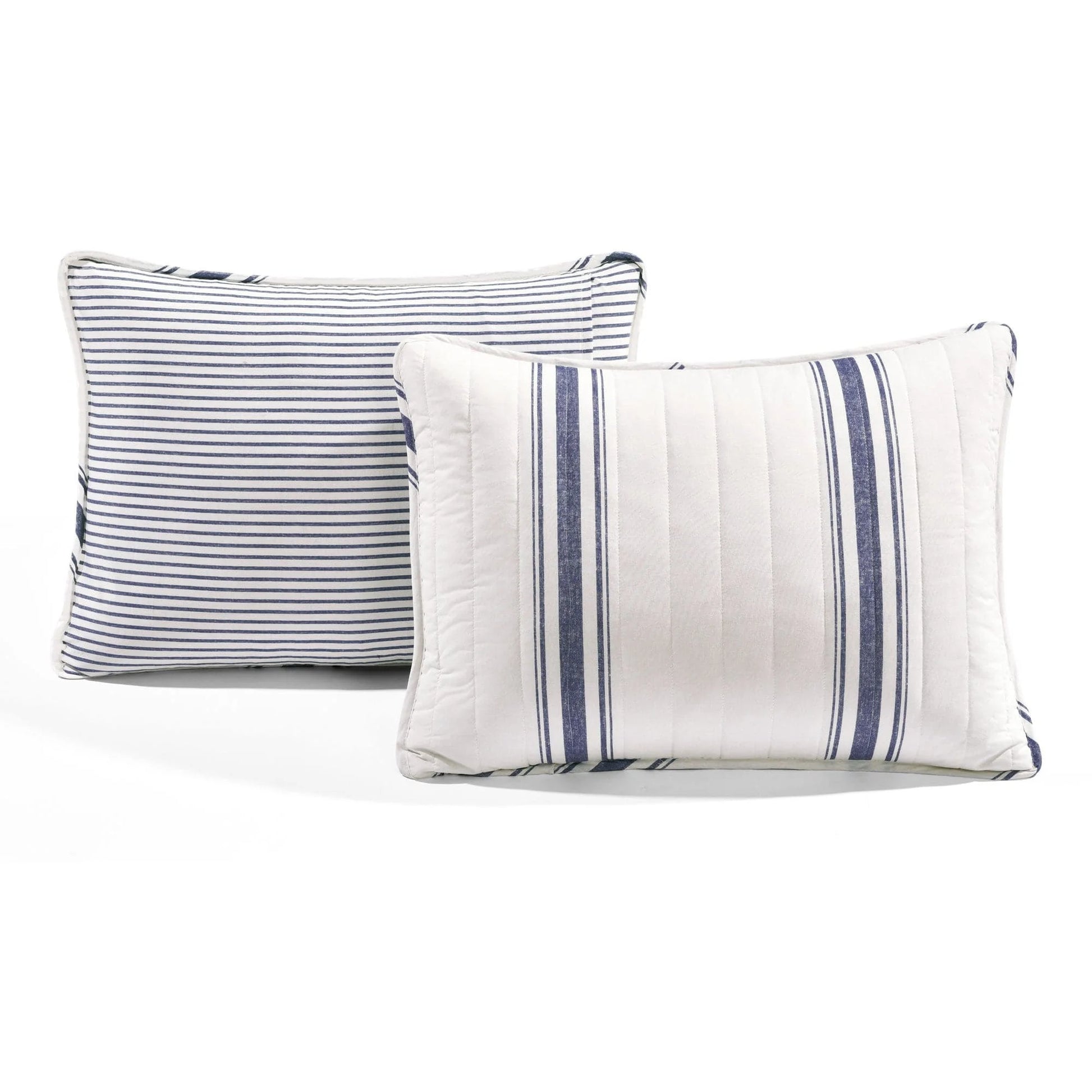 Farmhouse Stripe Reversible Cotton Quilt Black 2Pc Set Twin-Xl