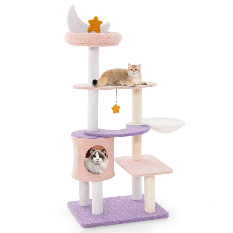 Multi-Level Cat Tower with Sisal Covered Scratching Posts for Small Cats