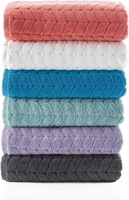 Turkish Bath Towels, Soft Plush Jacquard Luxury Bath Towels, Quick Dry Towel Set (Lavender, 6 Pcs Towel Set)