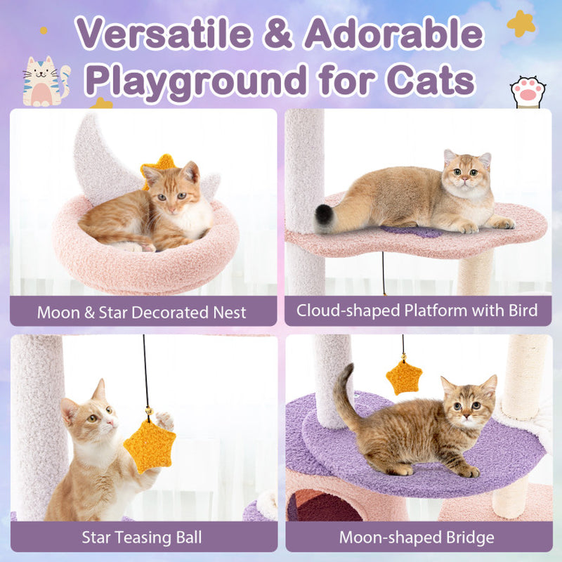 Multi-Level Cat Tower with Sisal Covered Scratching Posts for Small Cats