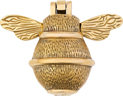 Bee Door Knocker for Front Door | Polished Solid  | Brass Knockers with Strike Plate | UPVC | Bumblebee Front Door Furniture with a Unique Design (Brass)