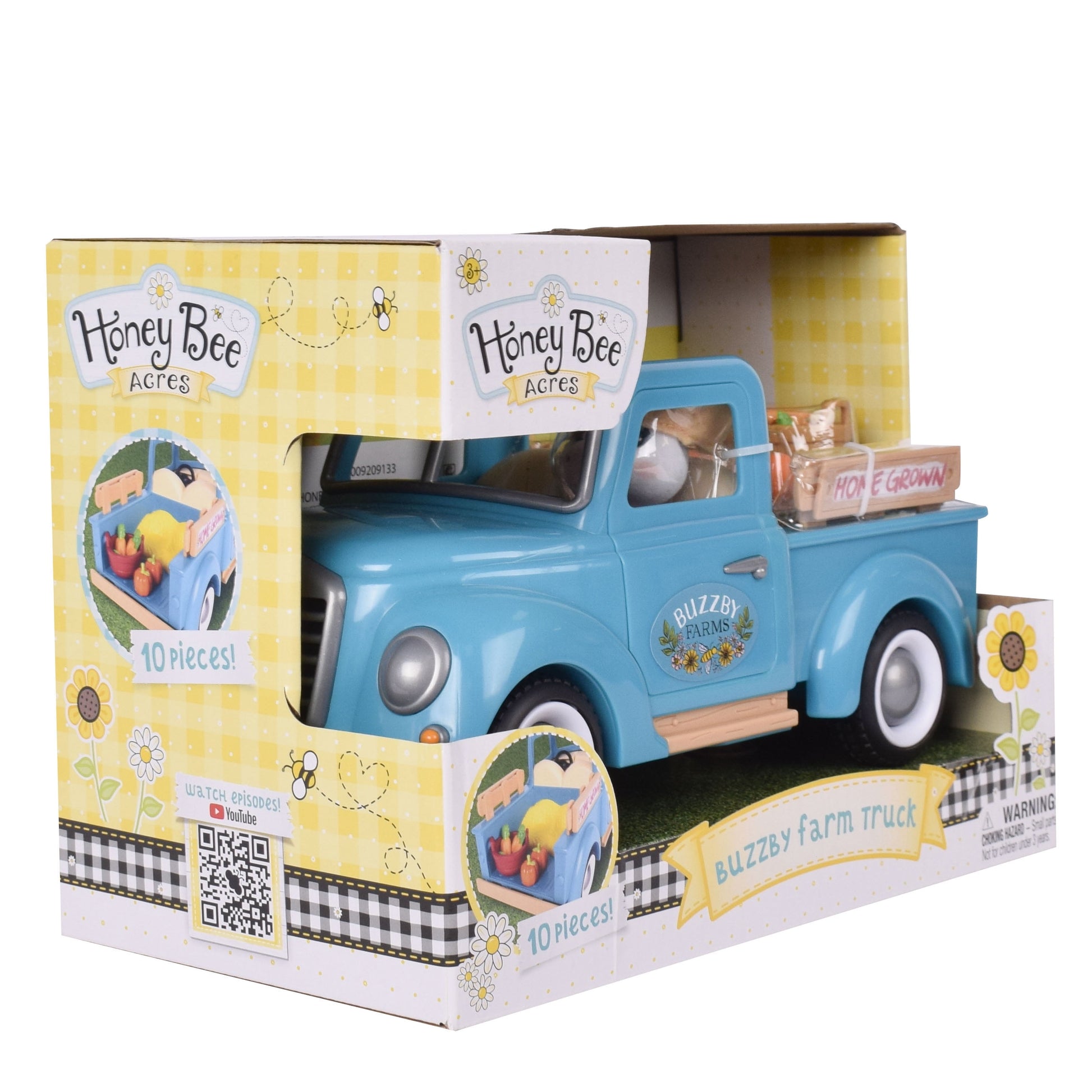 Buzzby Blue Farm Truck with Mini Doll Figure, 10 Pieces, Children Ages 3+