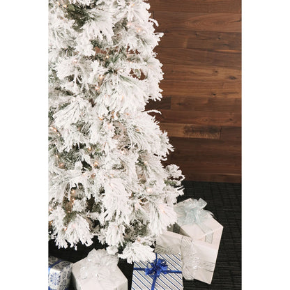 6.5' Pre-Lit Flocked Snowy Pine Artificial Christmas Tree, 450 Warm White LED Lights