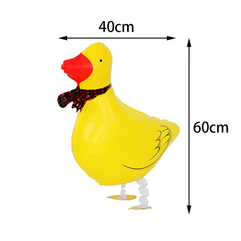 6Pcs Cute Duck Walking Balloons Farm Animal Foil Baloons Baby Farm Party Walking Ballon for Kids Boy Birthday Party Favor