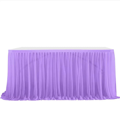 6/9FT Party Table Skirt Birthday Pleated Dessert Tablecloth Cover Wedding Festive Table Skirting Baby Shower Home Table Decor