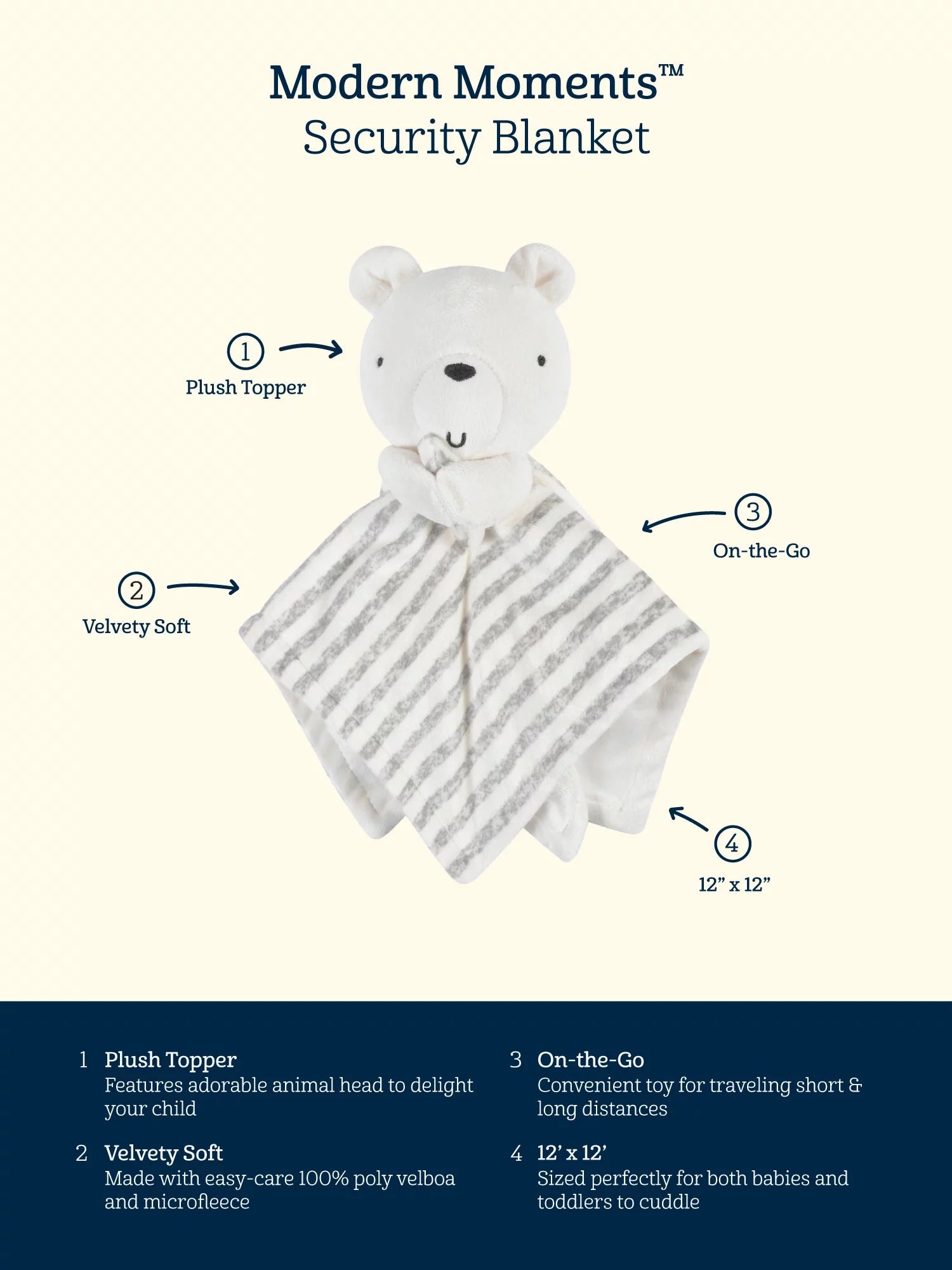 by Gerber Baby & Toddler Girl or Boy Unisex Plush Security Blanket, Ivory Sheep