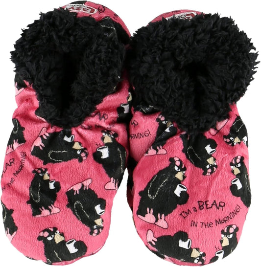 Womens Plush Lined Slippers by Lazyone Comfy Animal Fuzzy Feet Bear in the Morning Large/X-Large