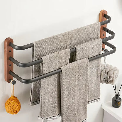 Walnut Wood Black Bathroom Hardware Set Bathroom Towel Rack Towel Rack Toilet Paper Holder Towel Bar Shelf Bathroom Accessories