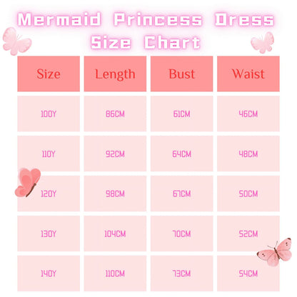 Little Girls Mermaid Costume Ariel Princess Dress up Kids Party Fancy Cosplay Childs Party Holiday Birthday Outfit with Accessories 140 CM 9-10 Years