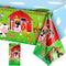 Farm Animals Party Tablecloth Farmhouse Disposable Plastic Table Cover Barnyard Farm Animal Theme Party Decorations for Baby Shower Birthday Party Supplies, 108 X 54 Inch (Red,1 Piece)