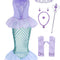Mermaid Dresses for Girl Ariel Princess Dress up Clothes Mermaid Costume up Kids Birthday Party Cosplay Role Play Clothes 140 Cm 9-10 Years