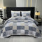 Oversized King Size Quilt Set 128X120 Grey Plaid Patchwork Extra Wide Super K...