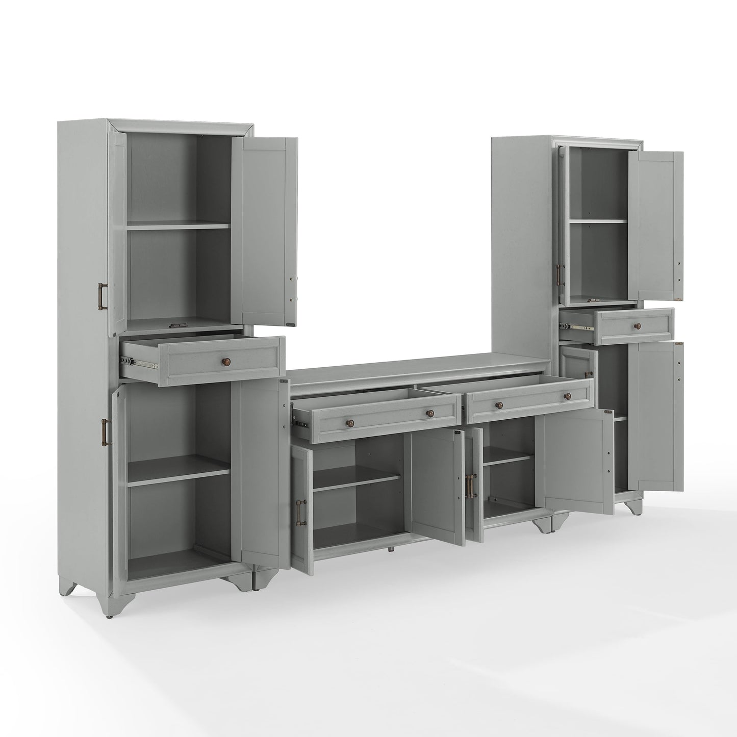 Tara 3-Piece Modern Farmhouse Sideboard Buffet Cabinet and Kitchen Storage Pantry Set