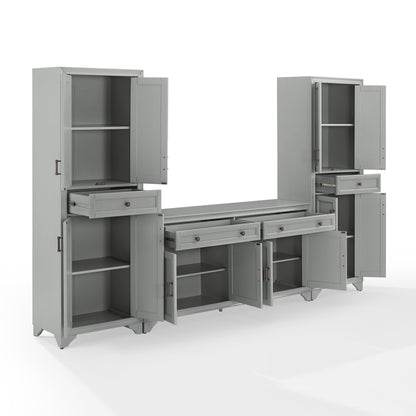 Tara 3-Piece Modern Farmhouse Sideboard Buffet Cabinet and Kitchen Storage Pantry Set