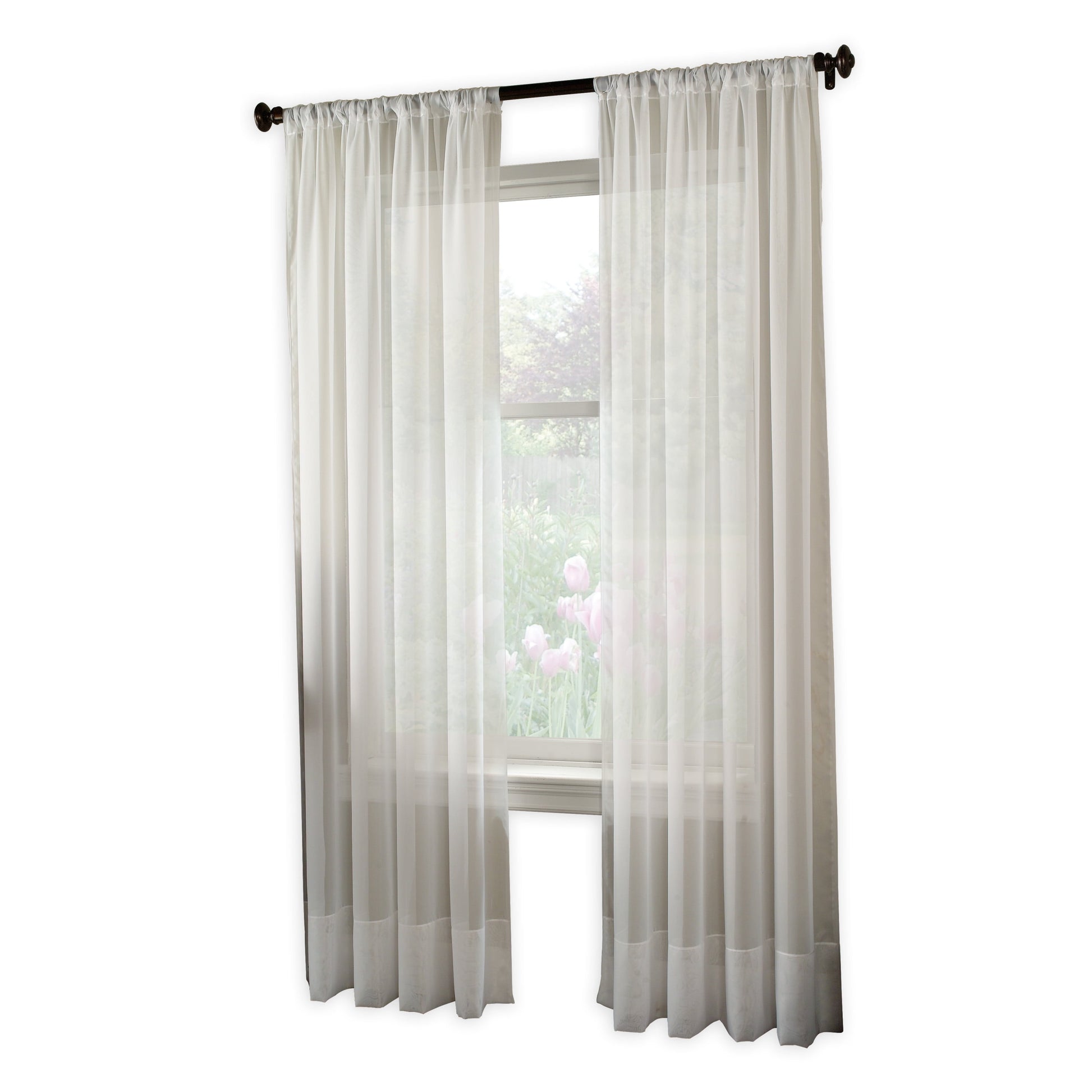 Soho Voile Indoor Curtain, Polyester Sheer Poletop Single Panel, Winter White, 59" X 120"