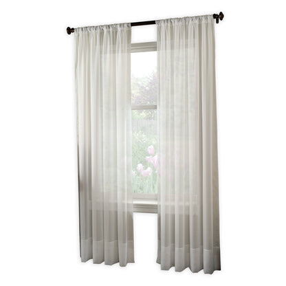 Soho Voile Indoor Curtain, Polyester Sheer Poletop Single Panel, Winter White, 59" X 120"