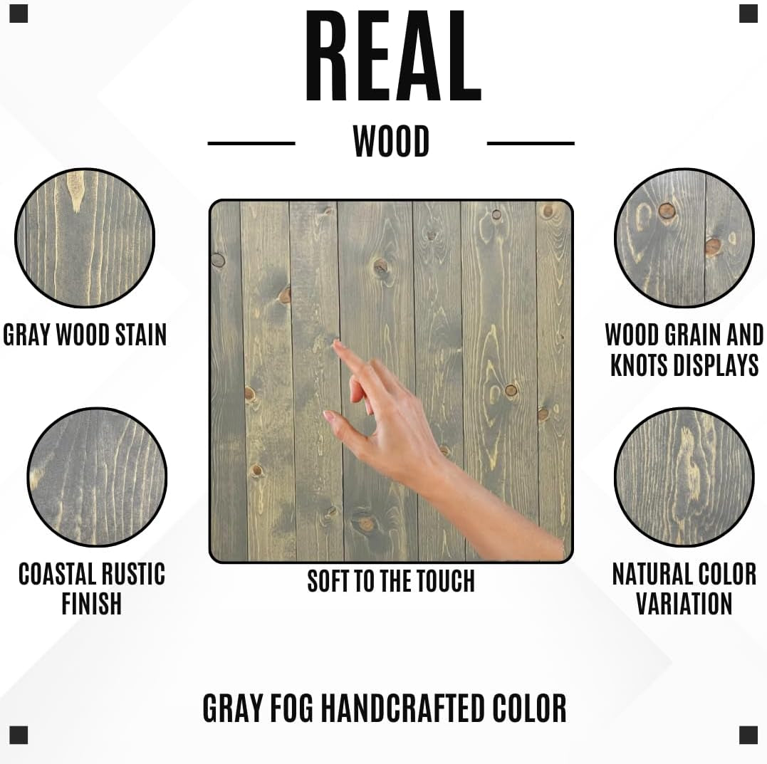 Solid Wood Headboard Gray Fog Oil-Based Finish with Smooth Natural Wood Grain, Wall-Mounted Panels, Adjustable Height, Rustic Coastal Bedroom, Built to Last, King Size Head Board