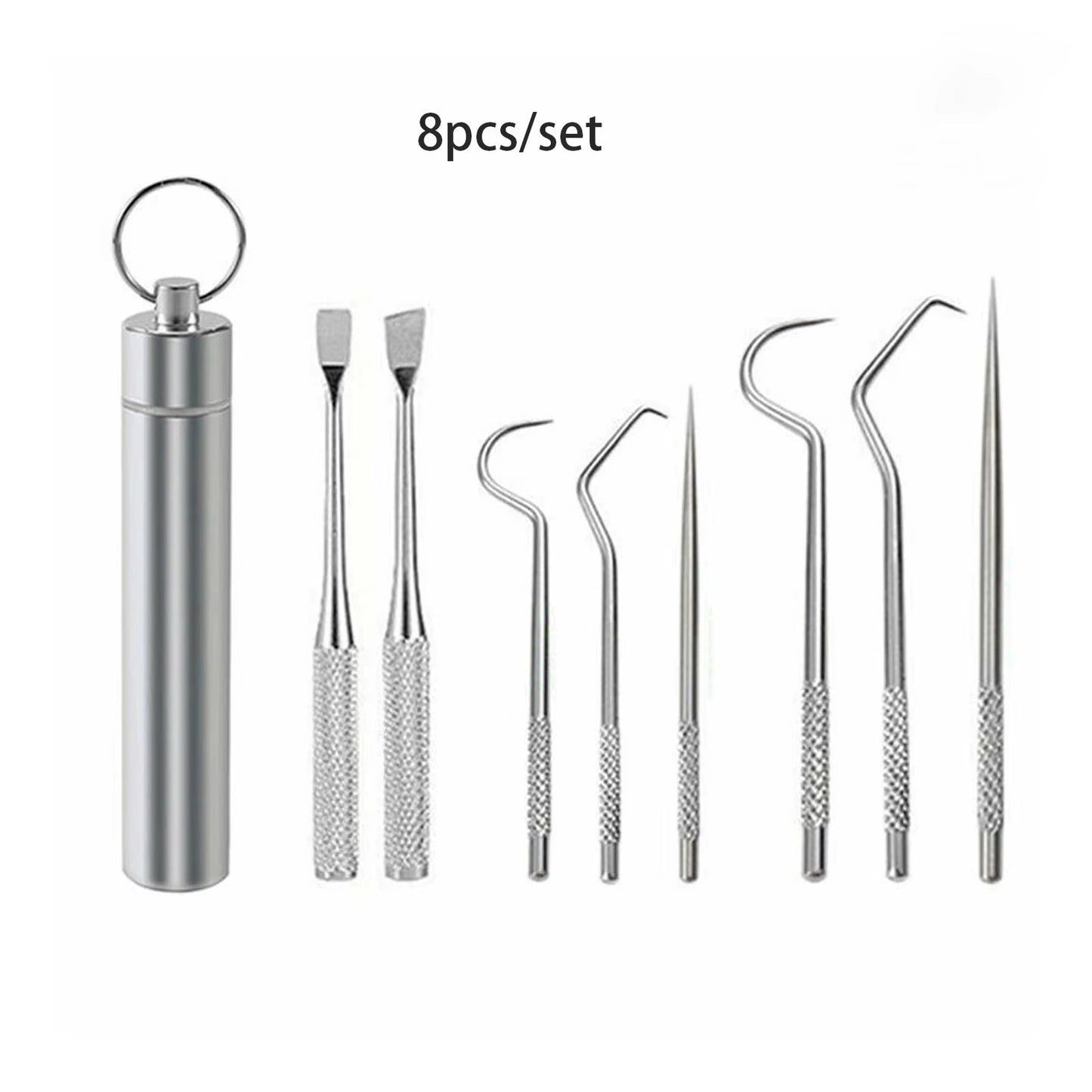 Stainless Steel Toothpick Set Tooth Flossing Reusable Toothpicks Portable Toothpick Floss Teeth Cleaner Oral Cleaning