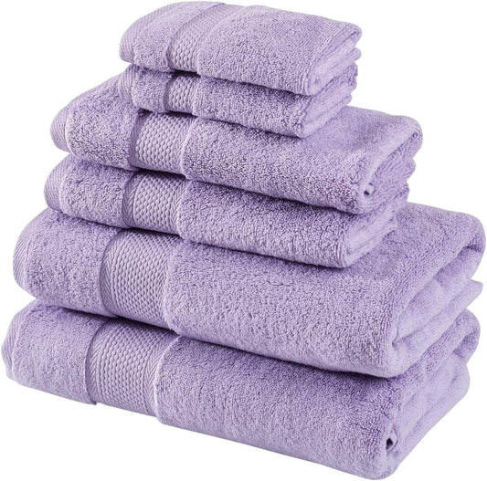 Turkish Towels Luxury Hotel-Spa Towel Set, Non-Gmo 100% Turkish Cotton | Ultra Soft Plush Absorbent Towels (Lavender Purple, 6 Pcs Towel Set)
