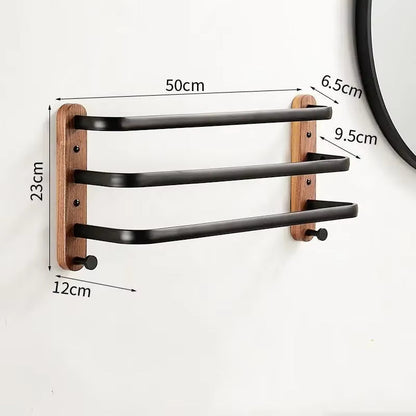 Walnut Wood Black Bathroom Hardware Set Bathroom Towel Rack Towel Rack Toilet Paper Holder Towel Bar Shelf Bathroom Accessories