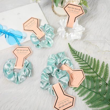 27 Pcs Bridesmaid Proposal Gift Bride Cosmetic Makeup Bags Bridal Hair Scrunchies Ties Heart Shape Sunglasses for Wedding Bachelorette Party Favor(Green, White)
