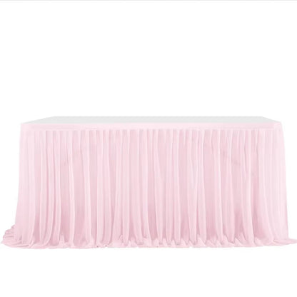 6/9FT Party Table Skirt Birthday Pleated Dessert Tablecloth Cover Wedding Festive Table Skirting Baby Shower Home Table Decor