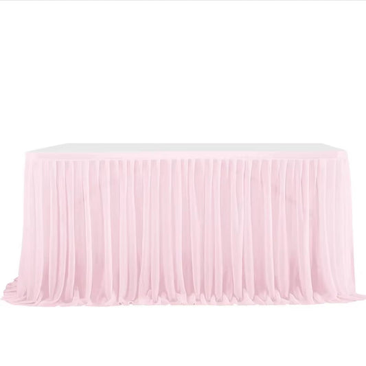 6/9FT Party Table Skirt Birthday Pleated Dessert Tablecloth Cover Wedding Festive Table Skirting Baby Shower Home Table Decor