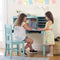 Kids Media Desk, Hutch and Chair Set - Teal: Kids Table and Chairs Set, Student'S Study Desk with Storage, Computer Workstation | Wooden Kids Bedroom Furniture Set