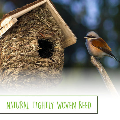 2 Pack of Songbird House Natural Bird Huts Outdoor, Grass Woven Bird Nest, Set of 2