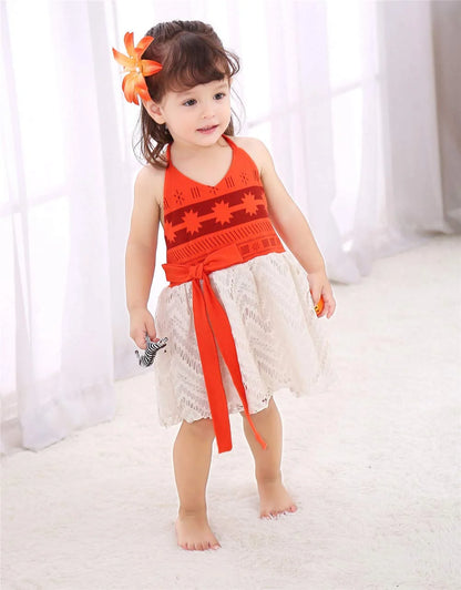 Baby Girl Moana Costume Princess Clothes Halter Backless Jumpsuit Dress Tulle Sundress Adventure Outfits