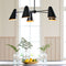 38" Wide Contemporary 5-Head Chandelier, Matte Black, Brass Interior, No Bulb