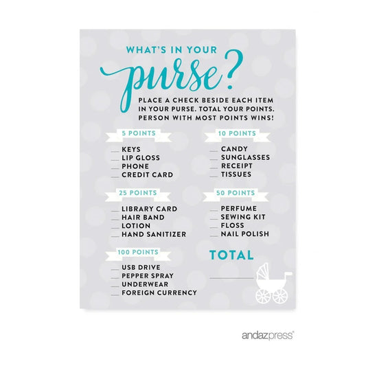 What'S in Your Purse?  Baby Shower Game, 20-Pack