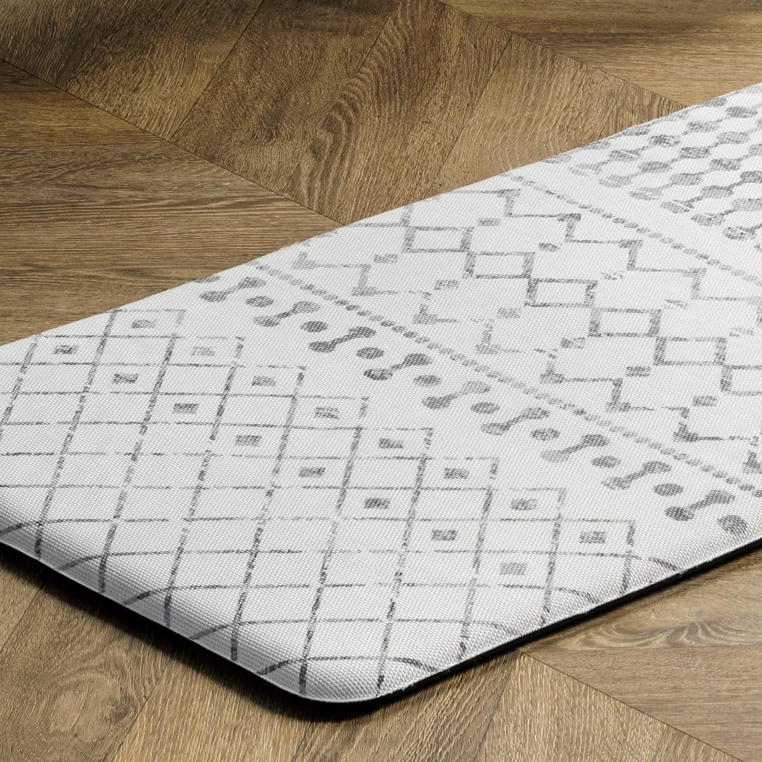 Moroccan Blythe anti Fatigue Kitchen or Laundry Room Comfort Mat, 2X3, Light Grey