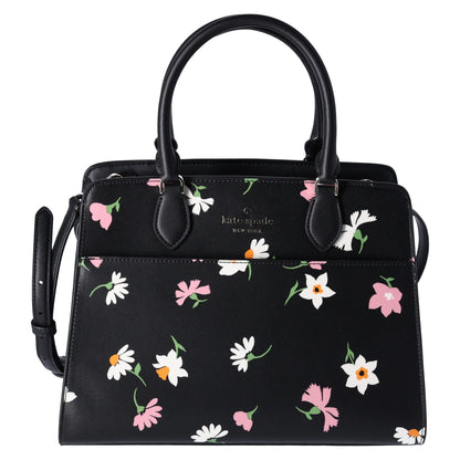 Kate Spade Madison Medium Top Zip Satchel Crossbody Black Saffiano Leather