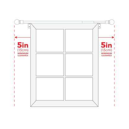 Easy Install Cafe Window Rod, 18" - 48", with Ball Finials, White