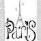 Paris Tapestry, Illustration with Eiffel Tower France Heart Shapes Silhouette Vacation Theme Art, Wall Hanging for Bedroom Living Room Dorm Decor, 40" X 60", White and Black