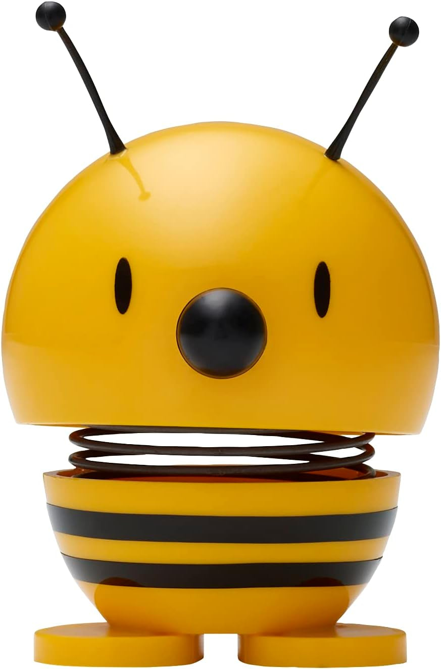 Bumble Bee, Yellow, Home Decor Ornament - Danish Design, Plastic W/Metal Spring, Small - Creates Cheerful Movement