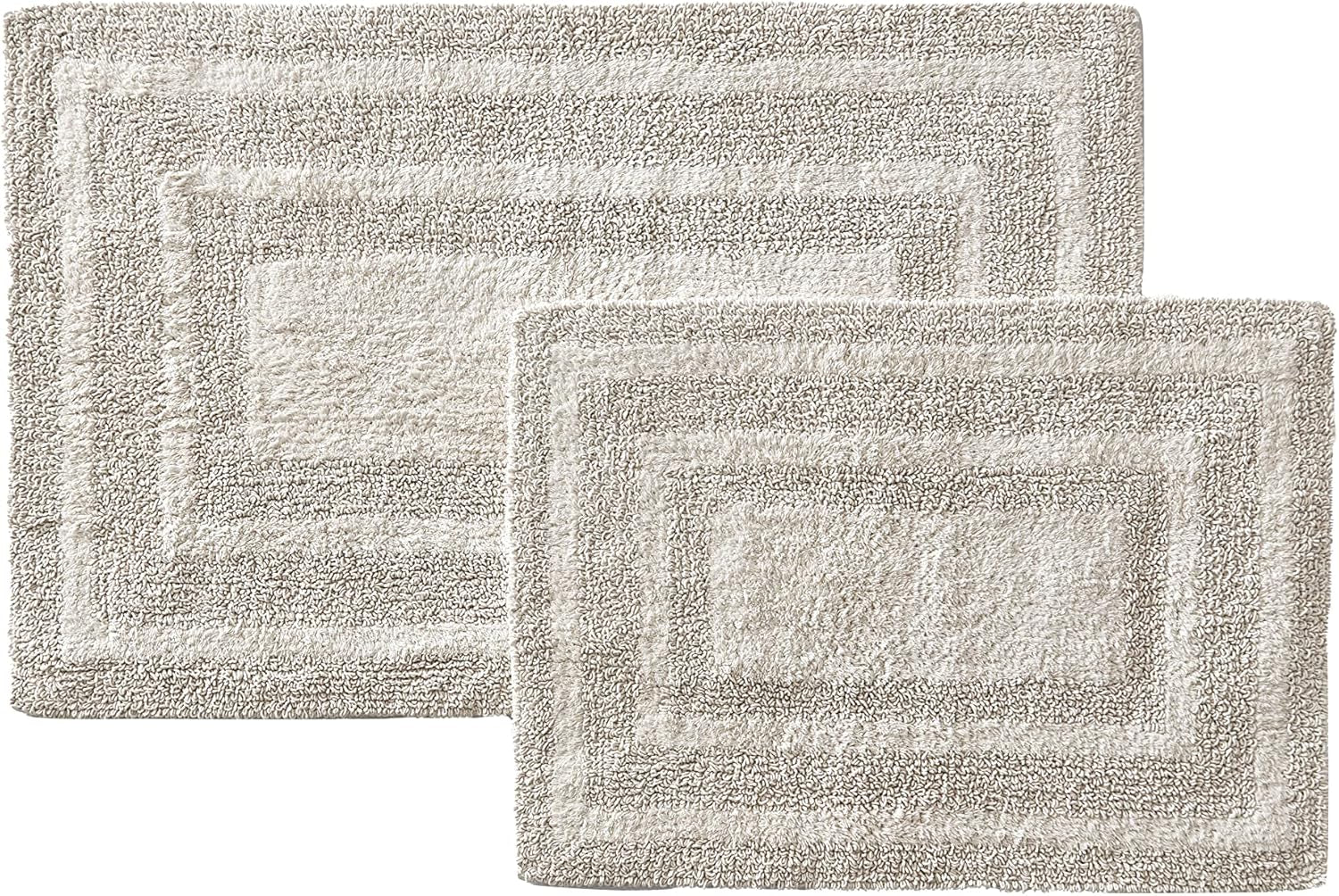 - Bathroom Rugs Set, Soft Tufted Cotton Bathroom Decor, Super Absorbent & Quick Dry (Logan Light Grey, 2 Piece)