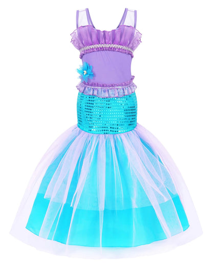 Princess Little Mermaid Costume Dress up for Girls Fancy Clothes Cosplay Birthday Party