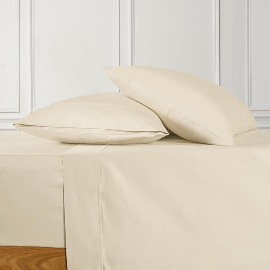 700 Thread Count Queen Sheet Set Egyptian Cotton Sheets, 4Pc Sheet Set Soft Luxury Bed Sheets for Queen Size Bed, Sateen Weave Hotel Sheets, 16'' Elasticized Deep Pocket - Ivory