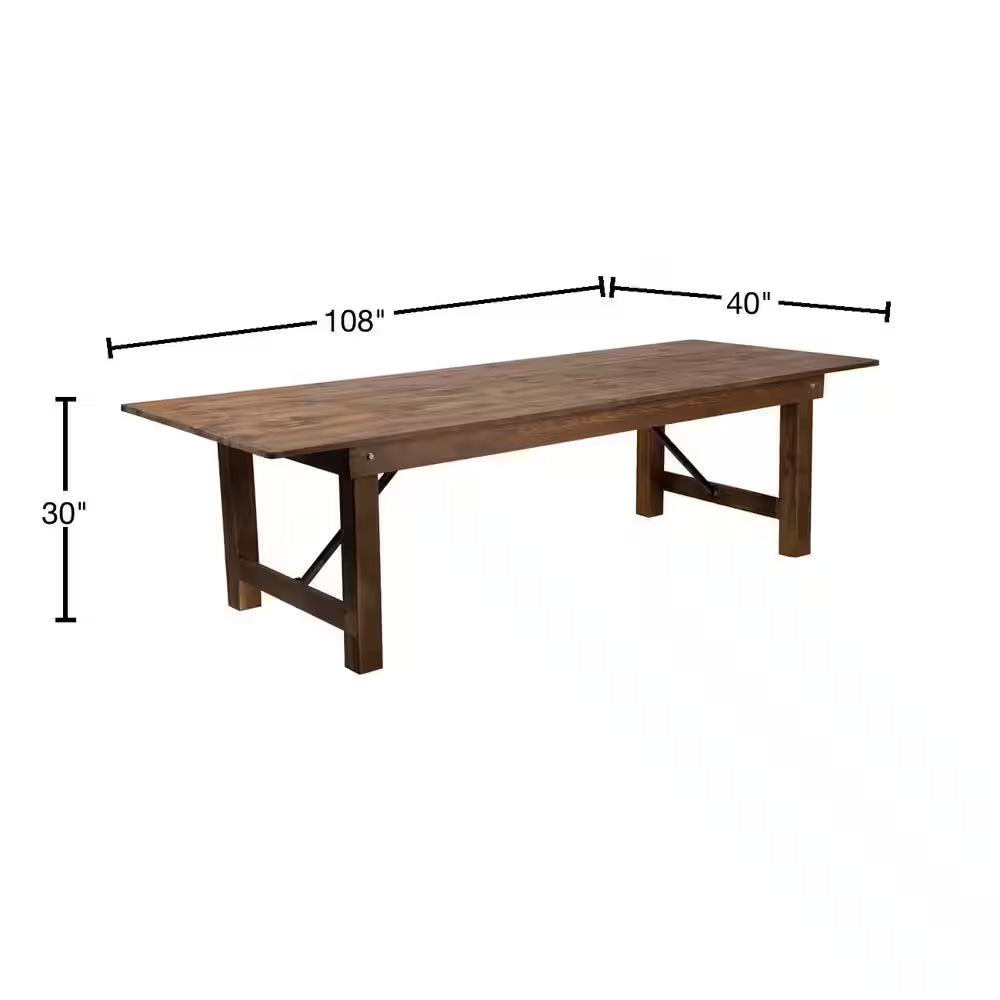 Hercules Series 9 Ft. X 40 In. Rustic Solid Pine Folding Dining Table, Rectangular Farmhouse Dining and Event Table