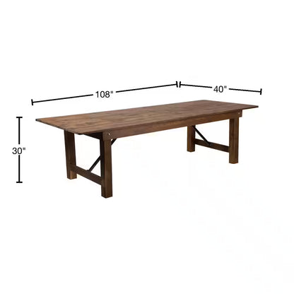 Hercules Series 9 Ft. X 40 In. Rustic Solid Pine Folding Dining Table, Rectangular Farmhouse Dining and Event Table