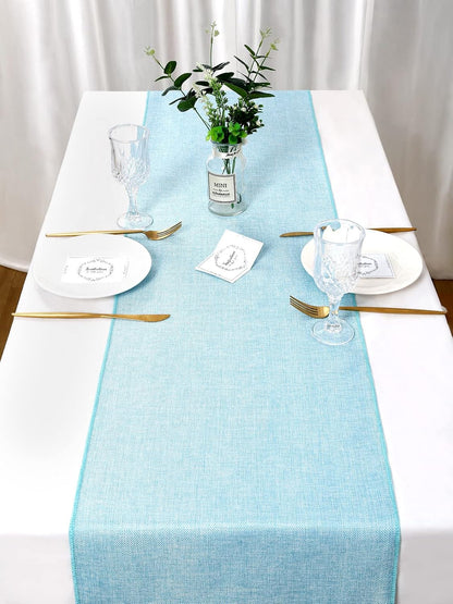 Burlap Table Runner Baby Blue Party Table Runners 2 Pack 13X84 Inch Farmhouse Spring Table Linen for Family Dining Ceremony Table Decoration