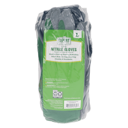5 Pair Nitrile Garden Gloves, Medium