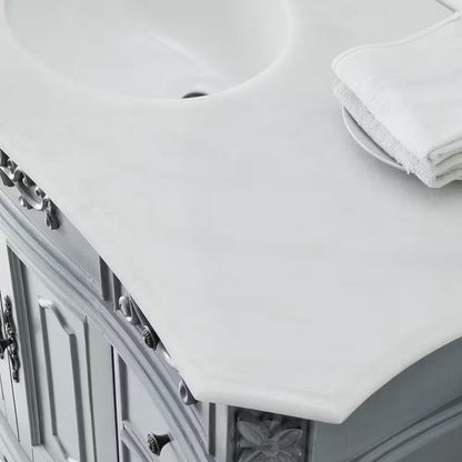 Winslow 48 In. Single Sink Freestanding Antique Gray Bath Vanity with White Marble Top (Assembled)