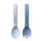 Silicone Spoon & Fork Set; Baby Utensil Set Features a Fork and Spoon with Looped, Braided Handles; Made of 100% Food Grade Silicone & Bpa-Free; Ages 6 Months and Up, Blue