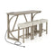 4-Piece Bar Table Set with Power Outlet and Upholstered Saddle Seat Stools