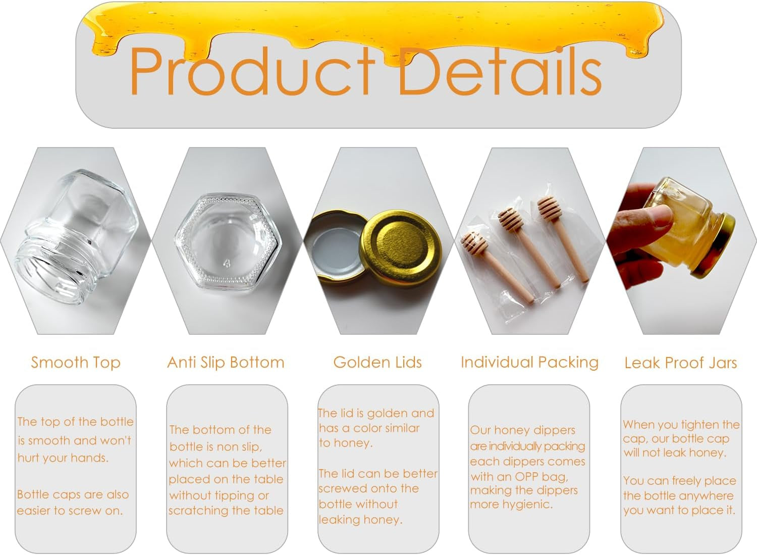 20 Pack Mini Honey Jars with Dipper - Mini Honey Jars for Baby Showers & Wedding Gifts - Gold Lids, Bee Pendants, Jutes and Gift Bags