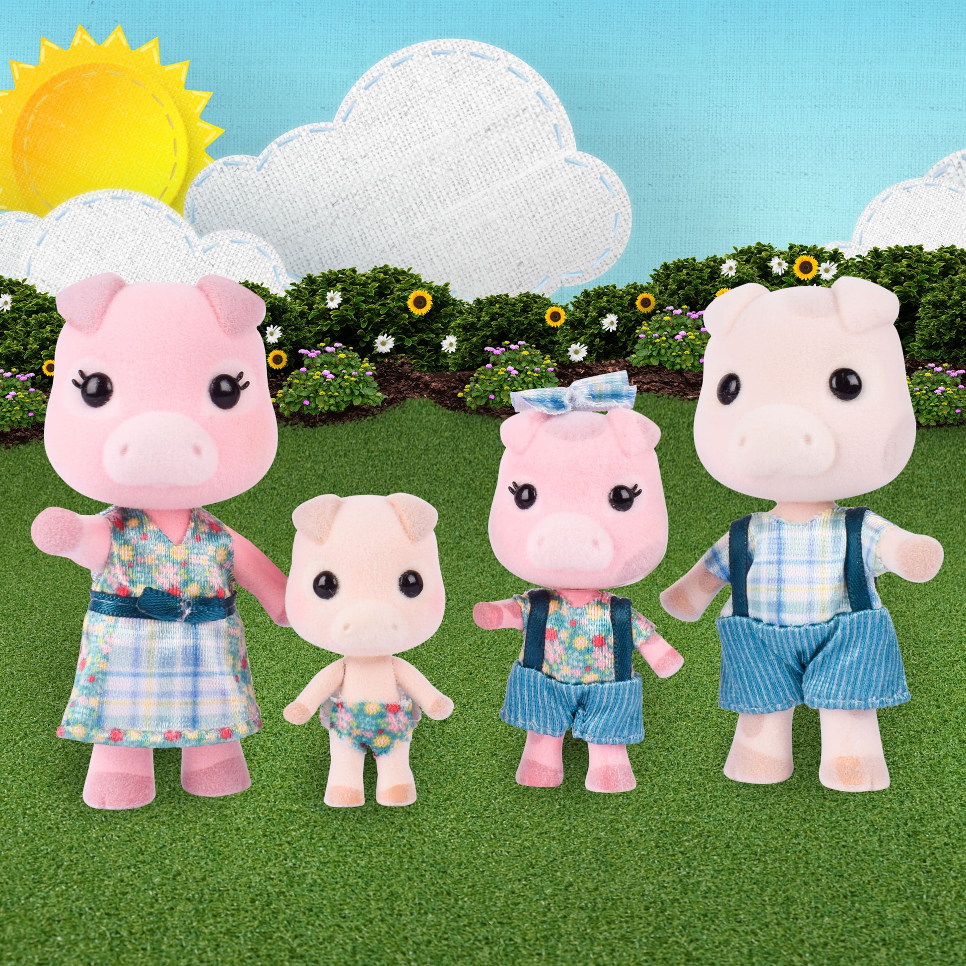 the Oinksters Pig Family, 4-2.25Inch Mini Doll Figures, Children Ages 3+